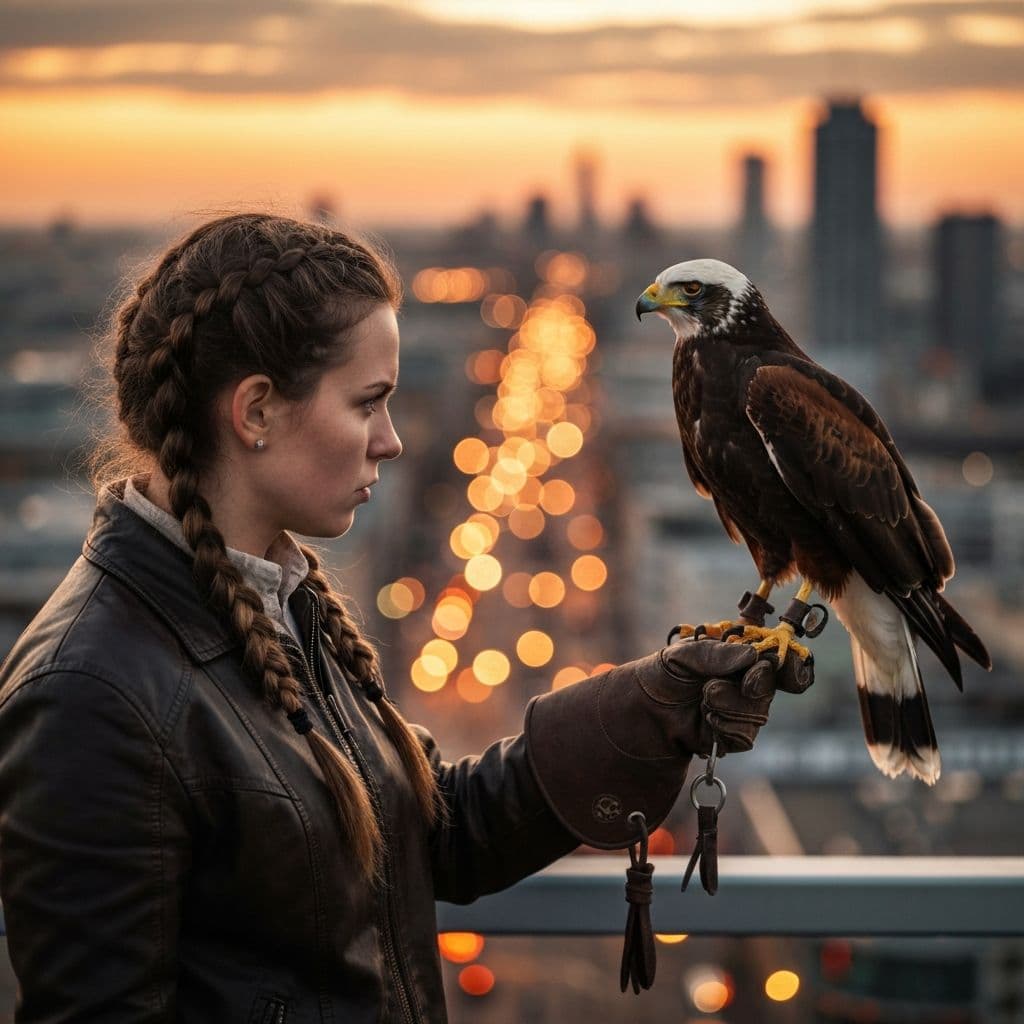 Cetrero profesional con ave rapaz